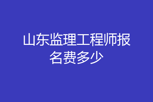 山东监理工程师报名费多少