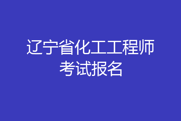 辽宁省化工工程师考试报名
