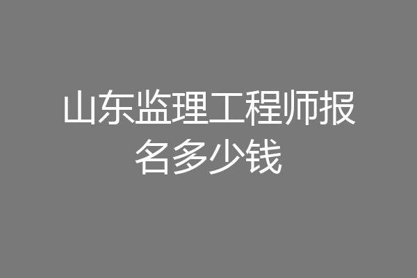 山东监理工程师报名多少钱