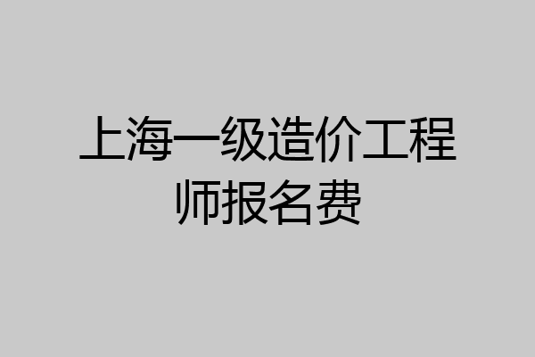 上海一级造价工程师报名费
