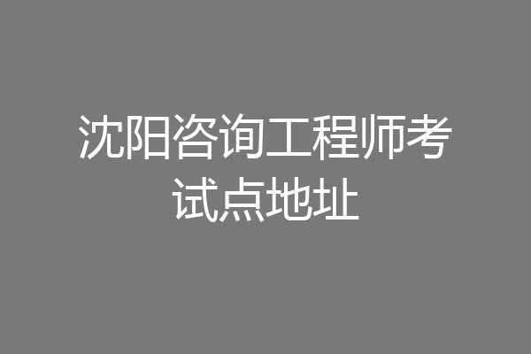 沈阳咨询工程师考试点地址