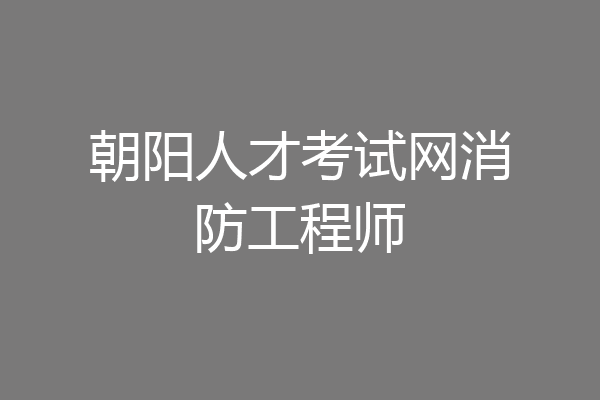 朝阳人才考试网消防工程师