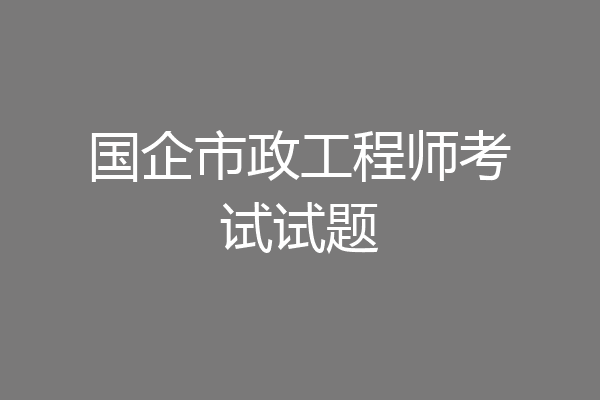 国企市政工程师考试试题