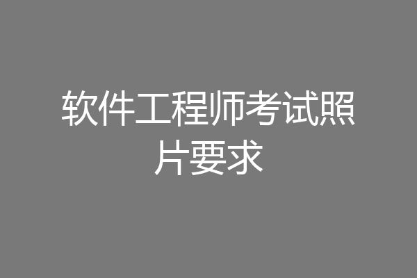 软件工程师考试照片要求