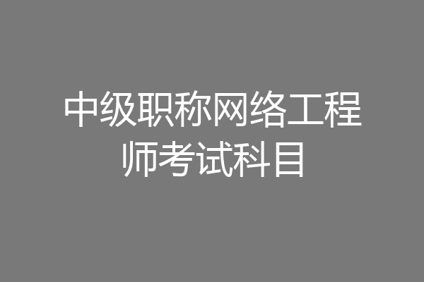 中级职称网络工程师考试科目