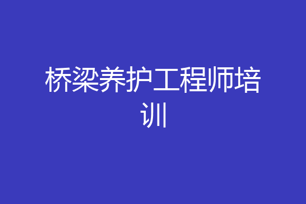 桥梁养护工程师培训