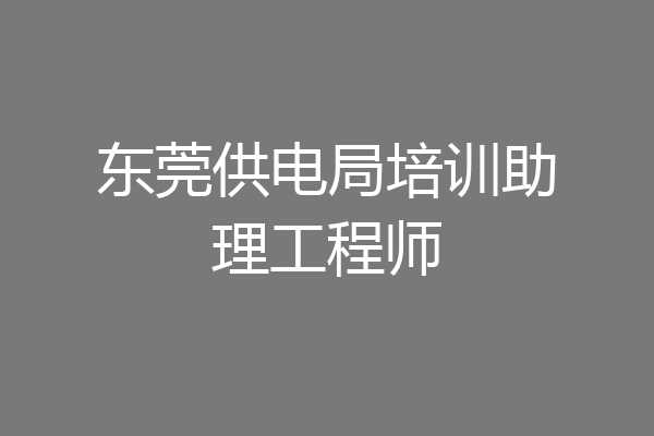 东莞供电局培训助理工程师