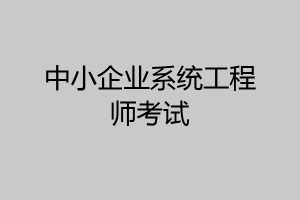 中小企业系统工程师考试