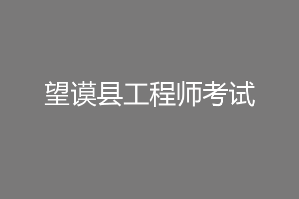 望谟县工程师考试