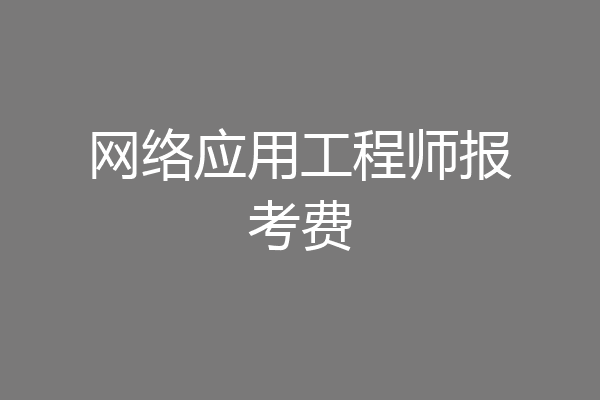 网络应用工程师报考费