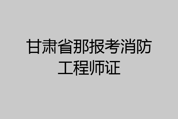 甘肃省那报考消防工程师证