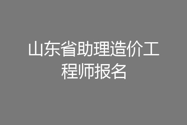 山东省助理造价工程师报名