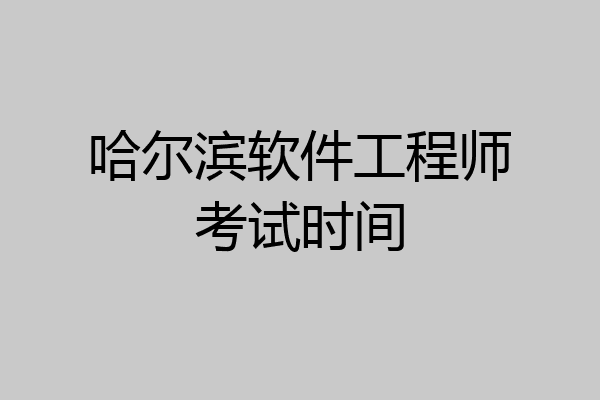 哈尔滨软件工程师考试时间