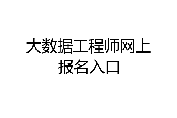 大数据工程师网上报名入口