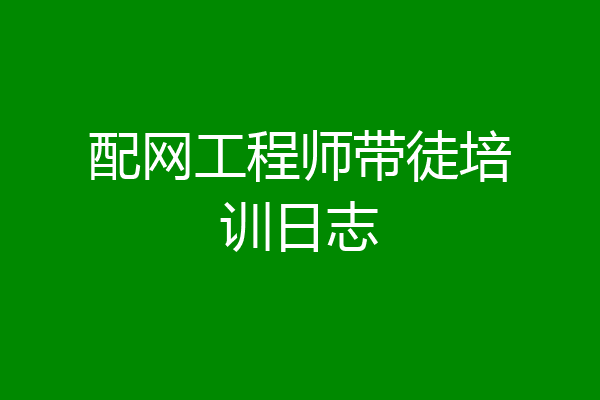 配网工程师带徒培训日志
