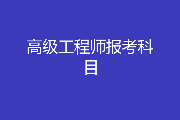 高级工程师报考科目