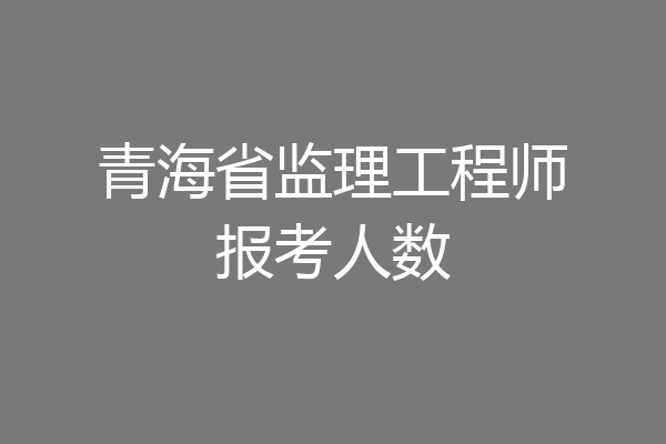青海省监理工程师报考人数
