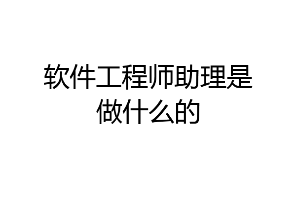 软件工程师助理是做什么的