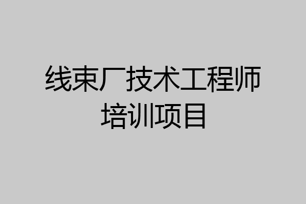 线束厂技术工程师培训项目