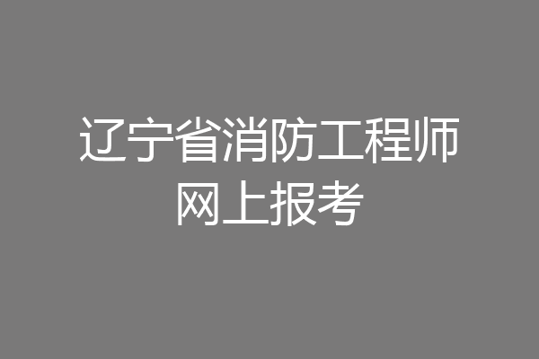辽宁省消防工程师网上报考
