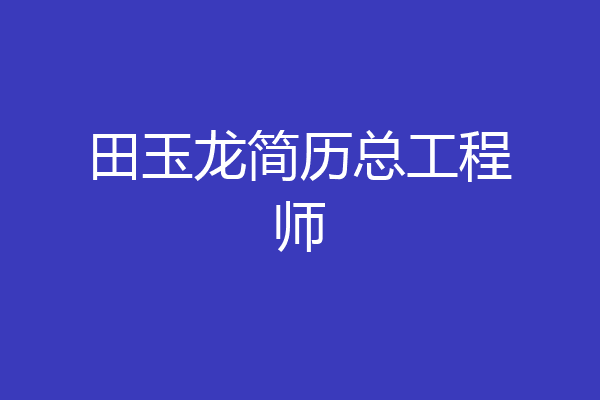 田玉龙简历总工程师