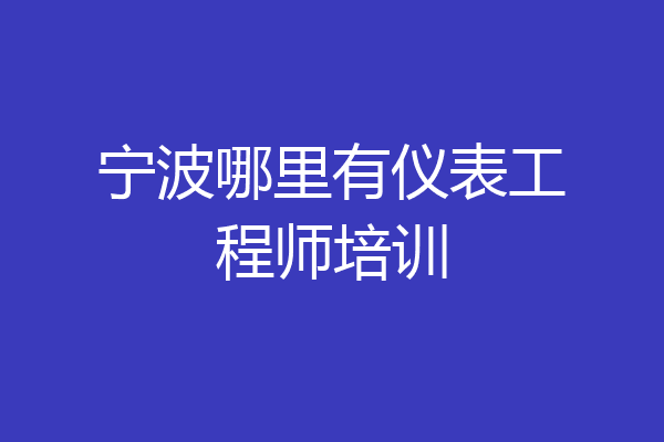 宁波哪里有仪表工程师培训
