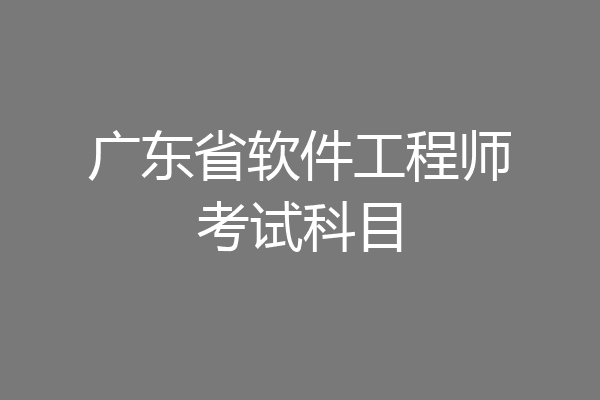 广东省软件工程师考试科目