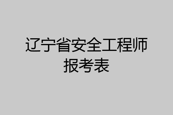 辽宁省安全工程师报考表