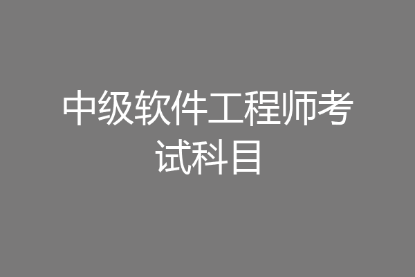 中级软件工程师考试科目