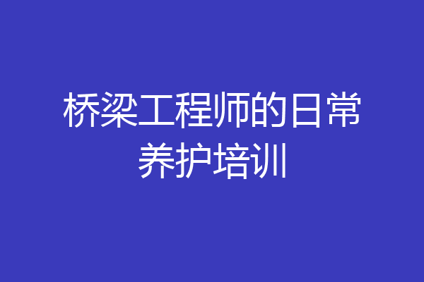 桥梁工程师的日常养护培训
