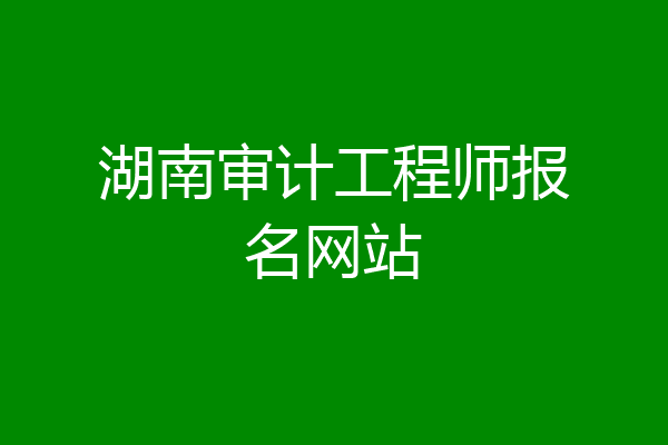 湖南审计工程师报名网站