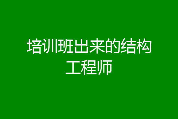 培训班出来的结构工程师