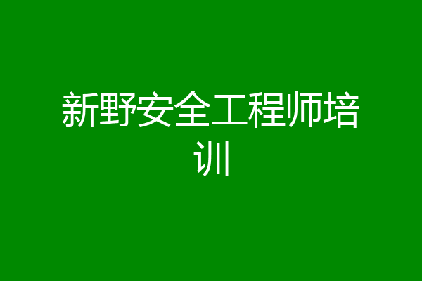 新野安全工程师培训