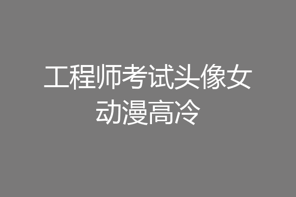 工程师考试头像女动漫高冷