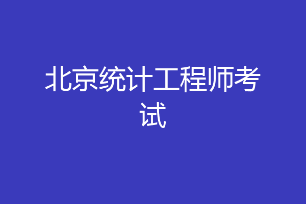 北京统计工程师考试