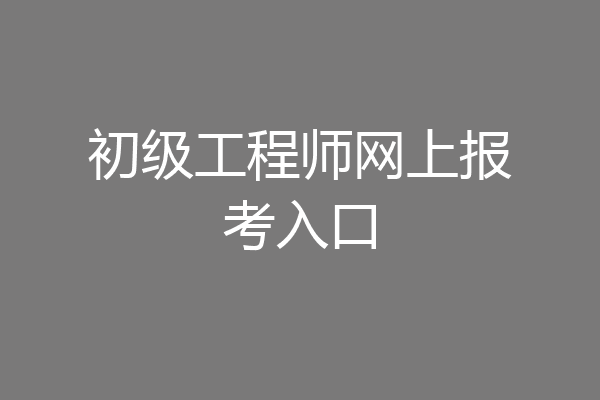 初级工程师网上报考入口