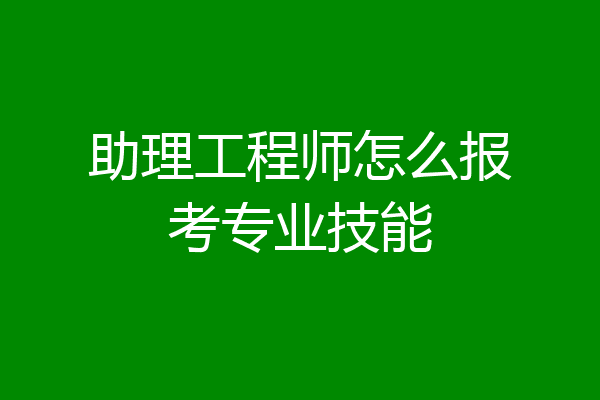 助理工程师怎么报考专业技能