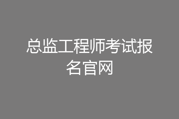 总监工程师考试报名官网
