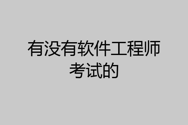 有没有软件工程师考试的