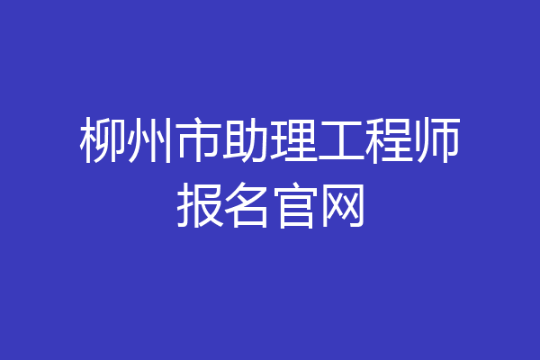 柳州市助理工程师报名官网