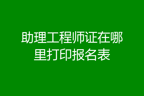 助理工程师证在哪里打印报名表