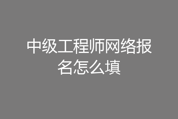 中级工程师网络报名怎么填