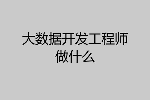 大数据开发工程师做什么