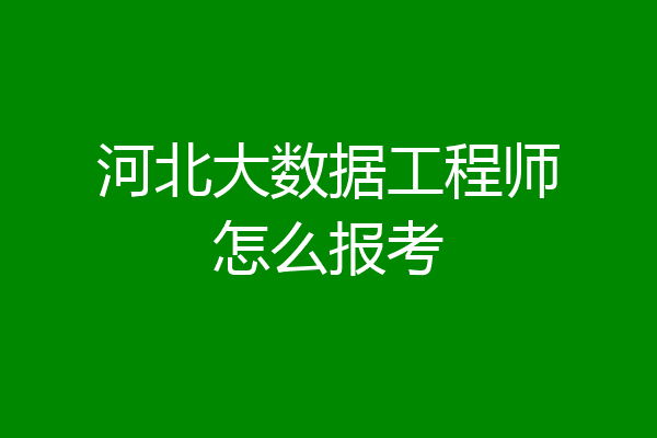 河北大数据工程师怎么报考