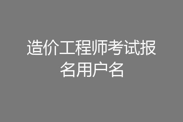 造价工程师考试报名用户名
