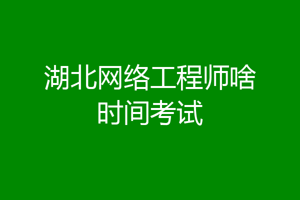 湖北网络工程师啥时间考试