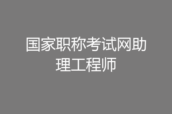 国家职称考试网助理工程师
