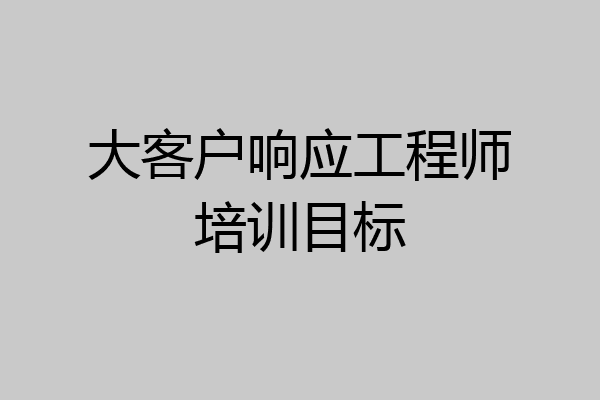 大客户响应工程师培训目标