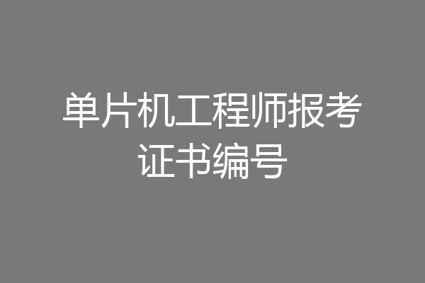 单片机工程师报考证书编号