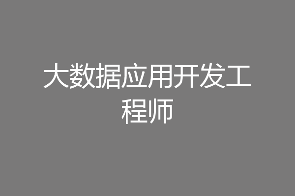 大数据应用开发工程师